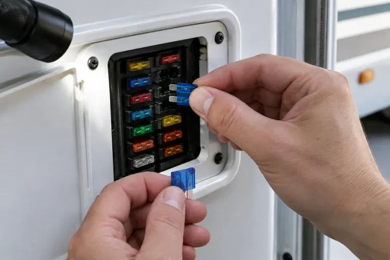 Checking a 12 volt blade fuse in an RV fuse panel