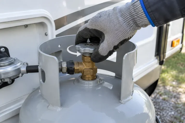 Closing the valve on an RV propane tank