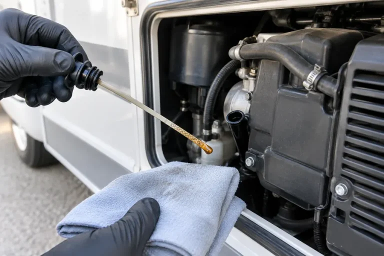 Reading the oil level on a small generator dipstick