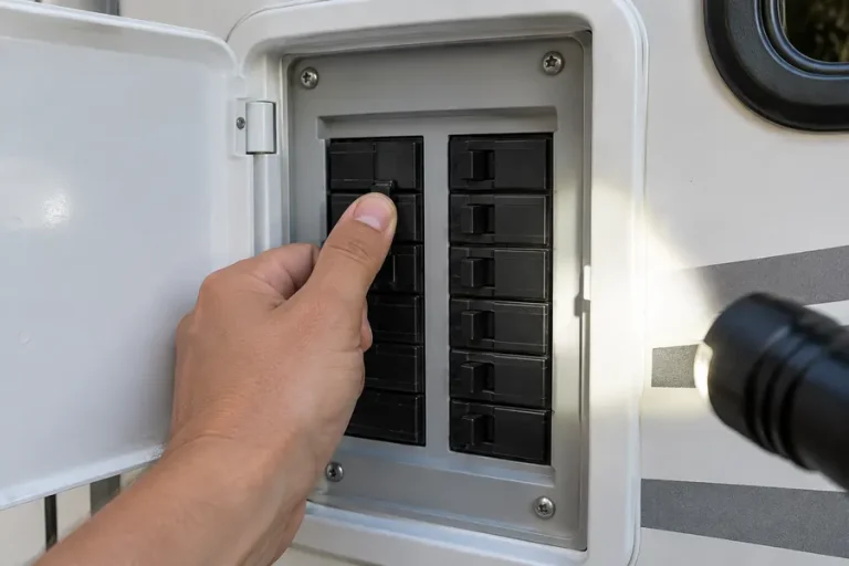 Resetting a tripped breaker in an RV breaker panel